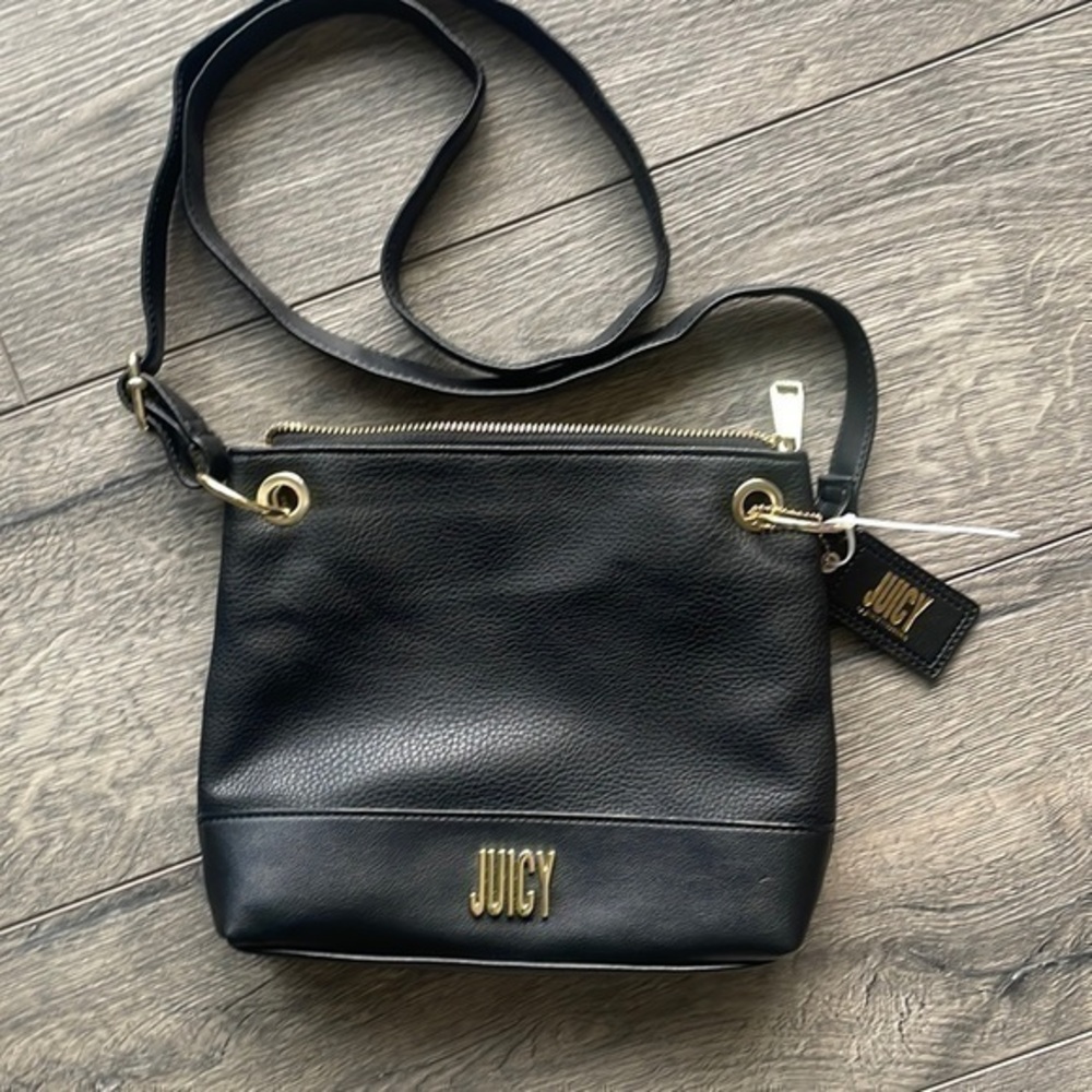 NWT Juicy Couture bag Crossbody adjustable strap black faux leather